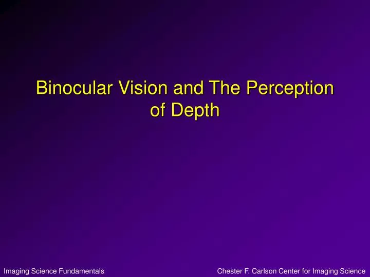 binocular vision and the perception of depth