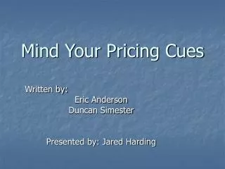 Mind Your Pricing Cues