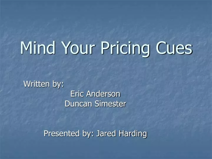 mind your pricing cues