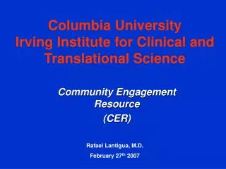 Columbia University Irving Institute for Clinical and Translational Science