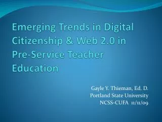 Emerging Trends in Digital Citizenship &amp; Web 2.0 in Pre-Service Teacher Education