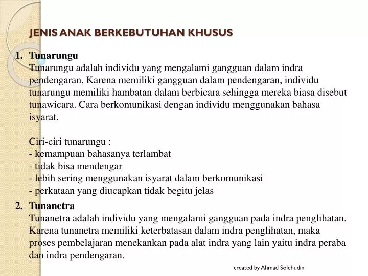 jenis anak berkebutuhan khusus