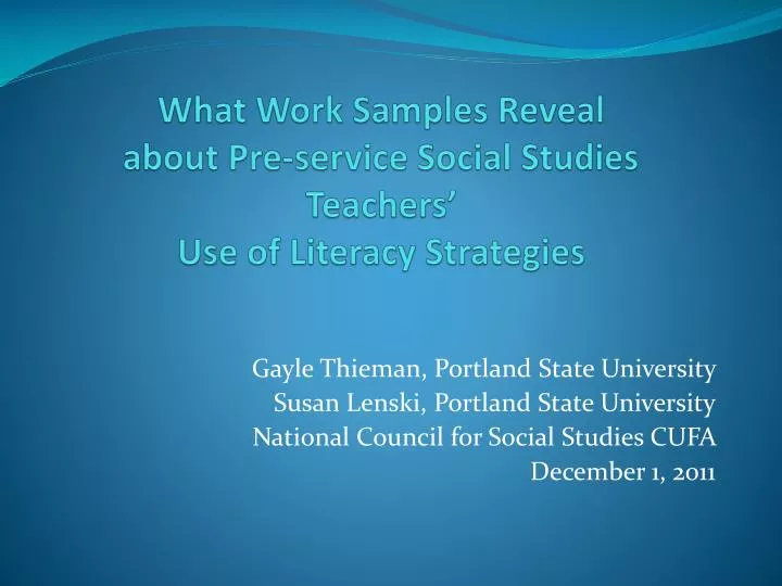 what work samples reveal about pre service social studies teachers use of literacy strategies