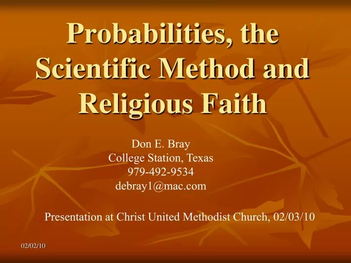 probabilities the scientific method and religious faith