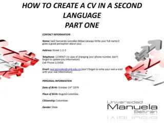 how to create a cv in a second language part one