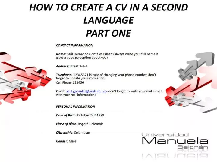 how to create a cv in a second language part one