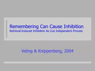 Remembering Can Cause Inhibition Retrieval-Induced Inhibition As Cue Independent Process
