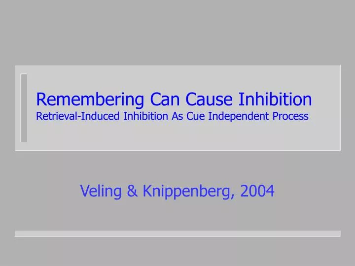 remembering can cause inhibition retrieval induced inhibition as cue independent process