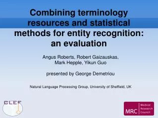 Combining terminology resources and statistical methods for entity recognition: an evaluation