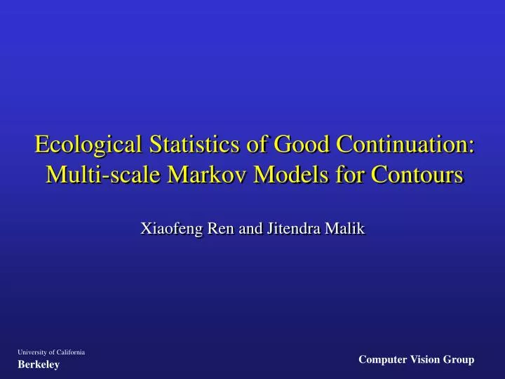 ecological statistics of good continuation multi scale markov models for contours