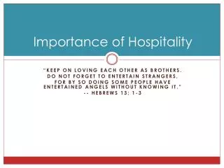 Importance of Hospitality