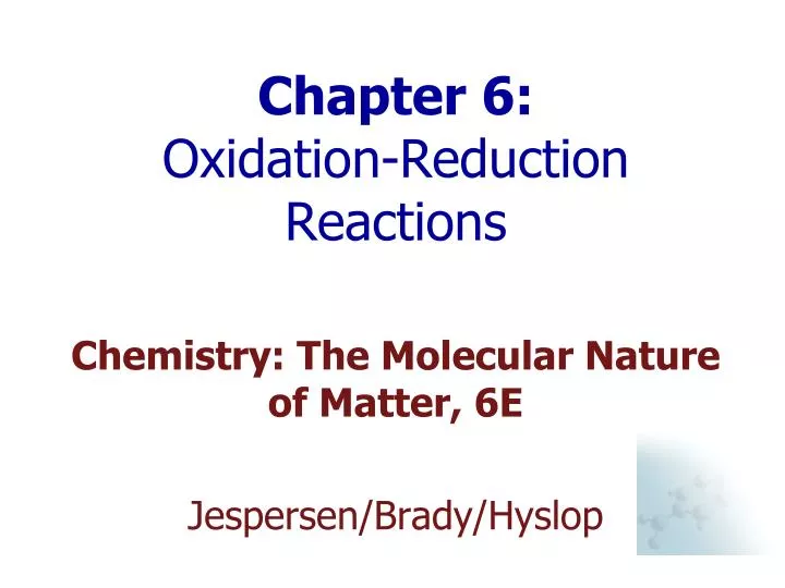 chapter 6 oxidation reduction reactions
