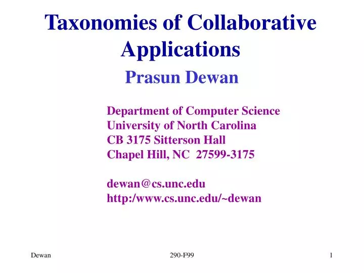 taxonomies of collaborative applications