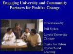 Engaging University and Community Partners for Positive Change - slide 1