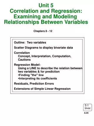 Unit 5 Correlation and Regression: Examining and Modeling Relationships Between Variables