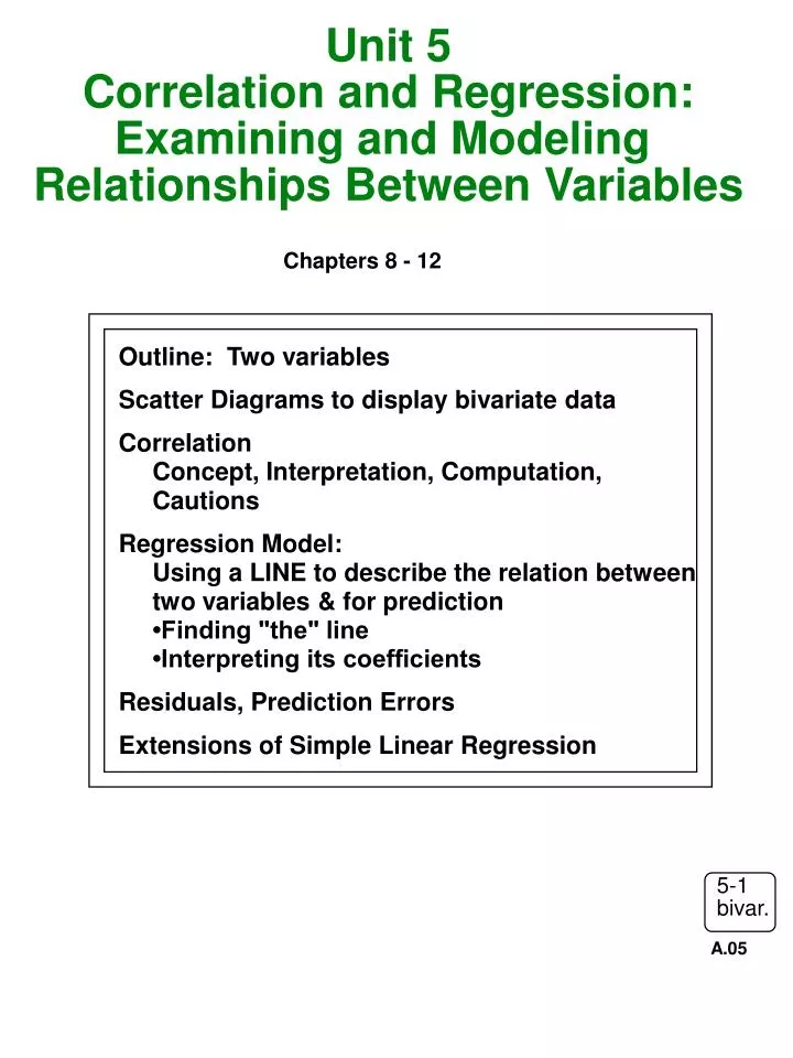 unit 5 correlation and regression examining and modeling relationships between variables