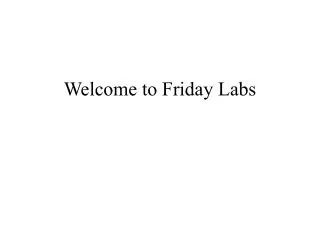 Welcome to Friday Labs