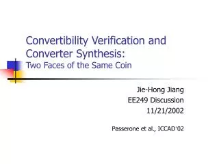 Convertibility Verification and Converter Synthesis: Two Faces of the Same Coin