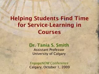 Helping Students Find Time for Service-Learning in Courses