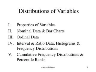 Distributions of Variables