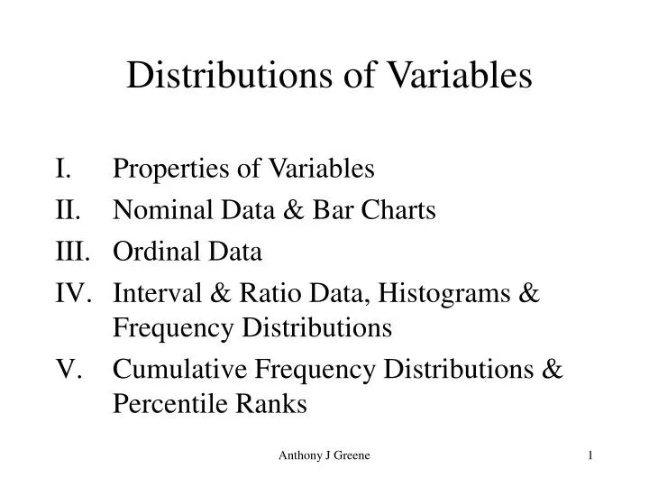 distributions of variables