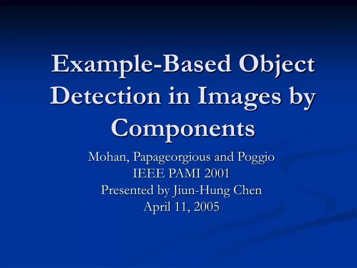 example based object detection in images by components