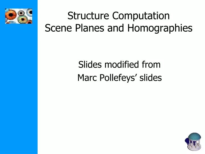 structure computation scene planes and homographies
