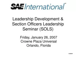 Leadership Development &amp; Section Officers Leadership Seminar (SOLS)