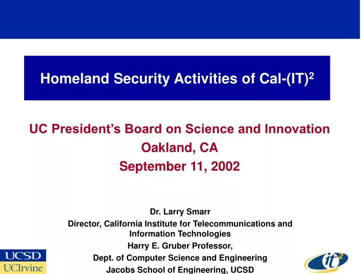 homeland security activities of cal it 2