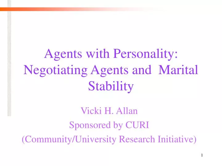 agents with personality negotiating agents and marital stability