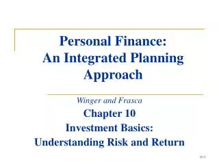 Personal Finance: An Integrated Planning Approach