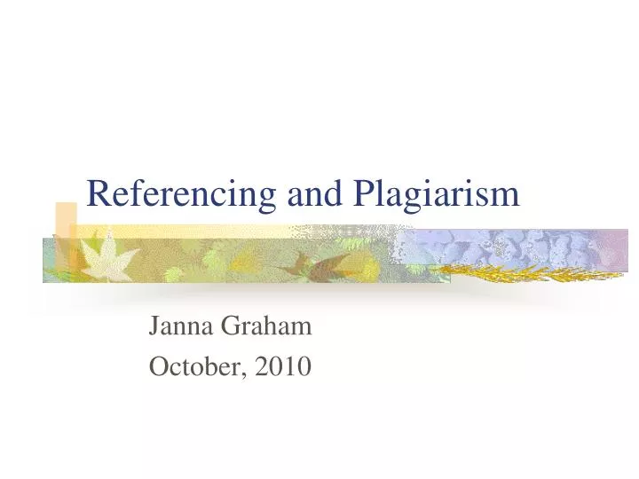 referencing and plagiarism