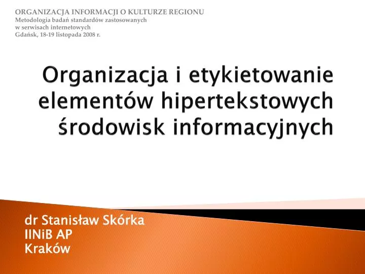 organizacja i etykietowanie element w hipertekstowych rodowisk informacyjnych