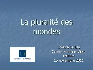 la pluralit des mondes
