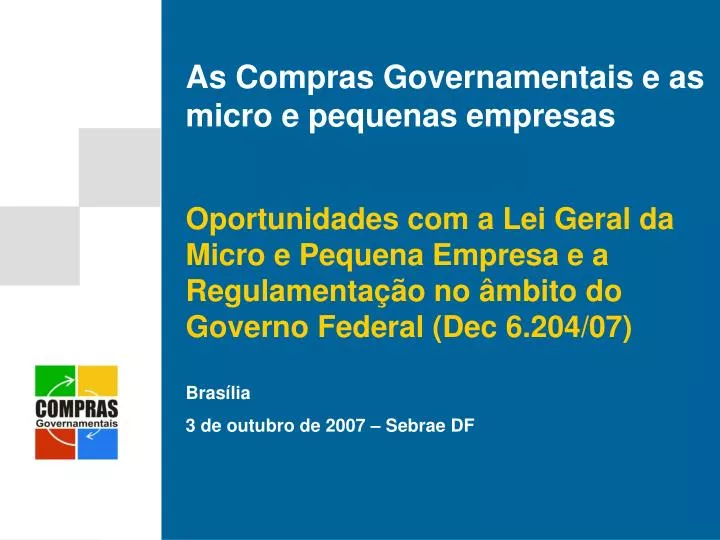 as compras governamentais e as micro e pequenas empresas