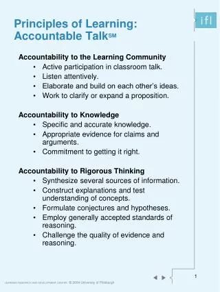 Principles of Learning: Accountable Talk SM