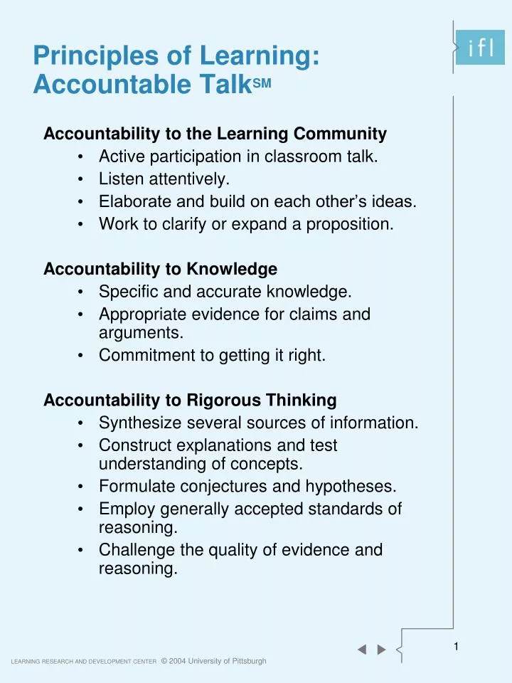 principles of learning accountable talk sm