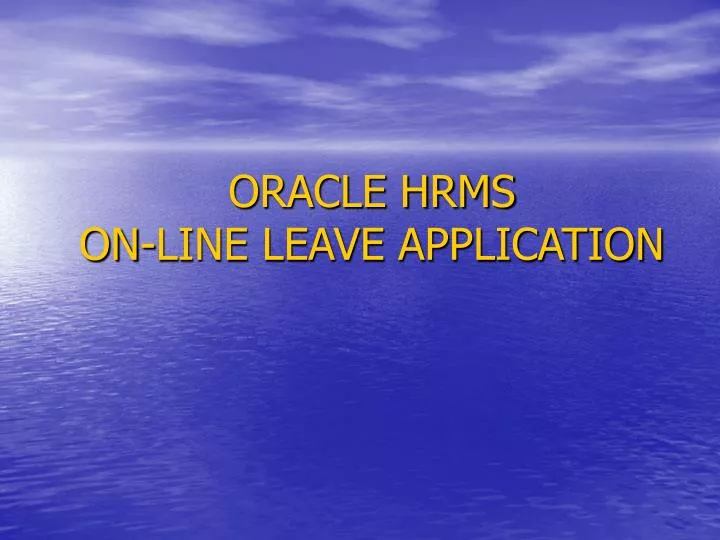 oracle hrms on line leave application