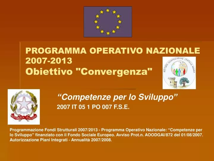 programma operativo nazionale 2007 2013 obiettivo convergenza
