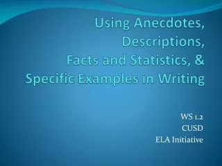 Using Anecdotes, Descriptions, Facts and Statistics, &amp; Specific Examples in Writing