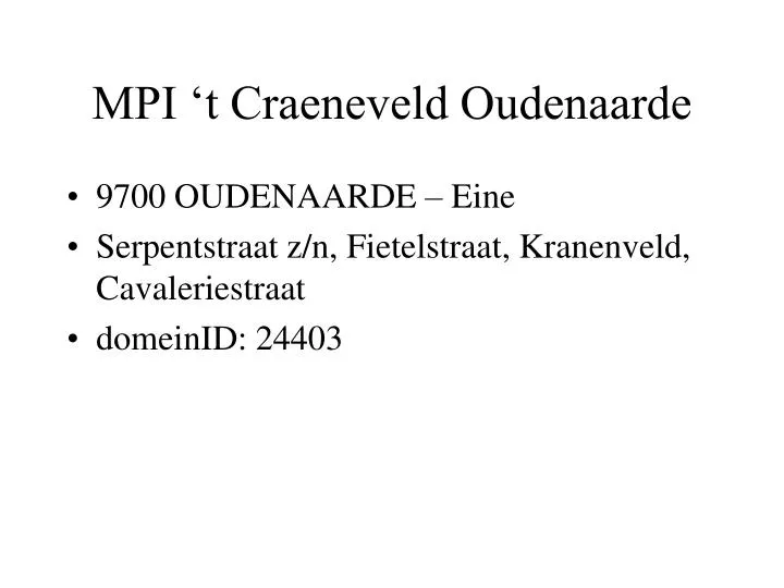 mpi t craeneveld oudenaarde