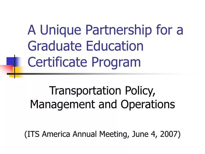 a unique partnership for a graduate education certificate program