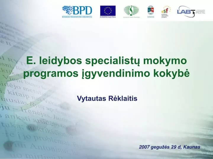 e leidybos specialist mokymo programos gyvendinimo kokyb