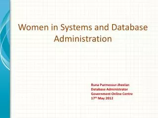 Women in Systems and Database Administration