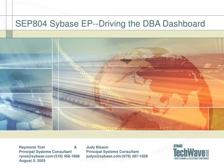 sep804 sybase ep driving the dba dashboard