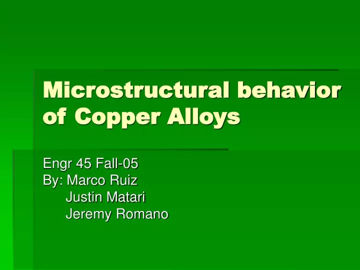 microstructural behavior of copper alloys