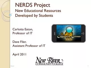 NERDS Project New Educational Resources Developed by Students