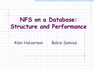 NFS on a Database: Structure and Performance