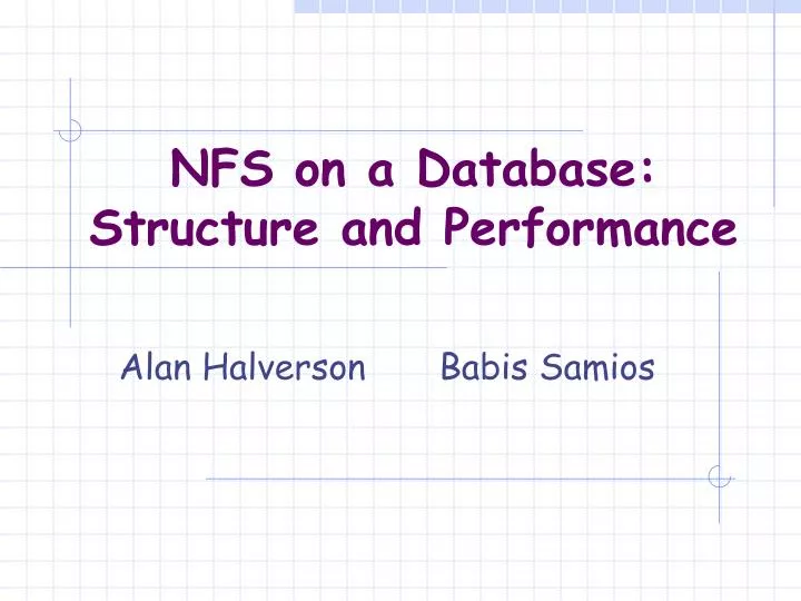 nfs on a database structure and performance