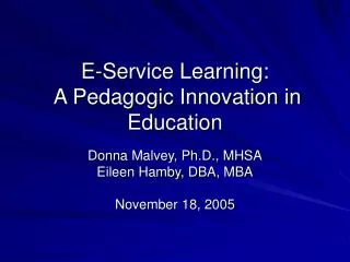 E-Service Learning: A Pedagogic Innovation in Education